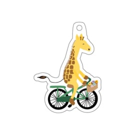 Traktatielabel Giraffe op fiets