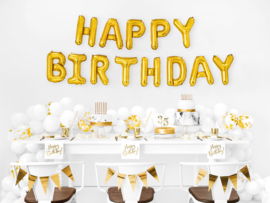 Happy Birthday goudkleurige folieballonnen