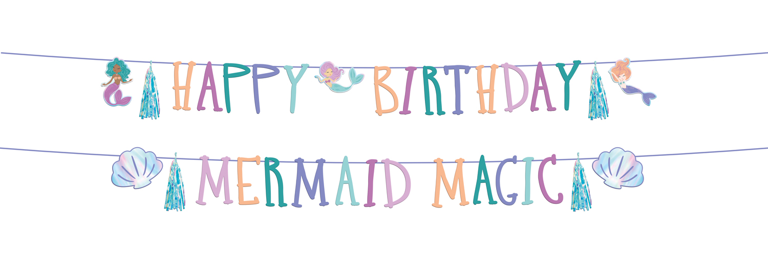 Zeemeermin Letterslinger Happy Birtdhay 1,5 meter