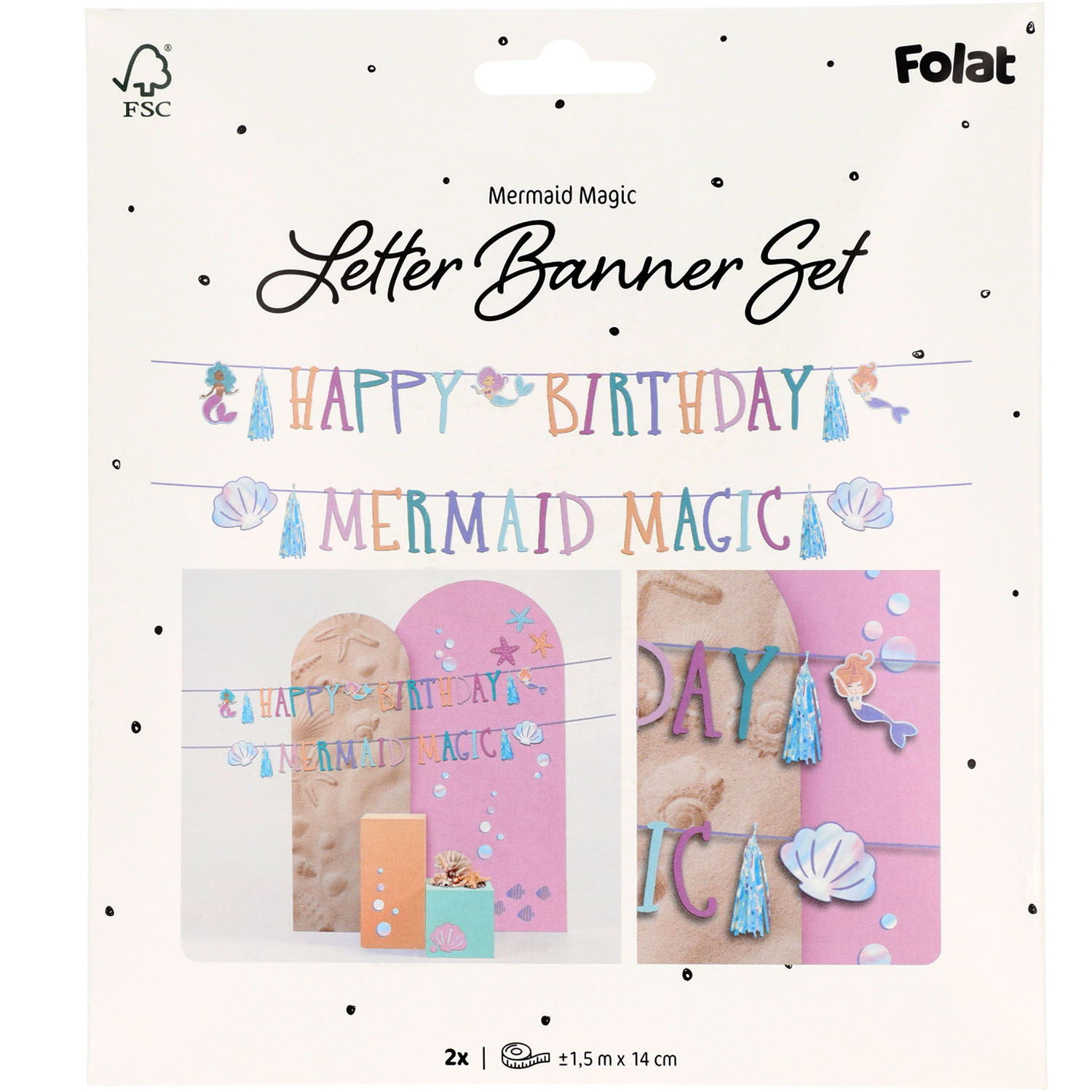 Zeemeermin Letterslinger Happy Birtdhay 1,5 meter