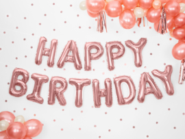 Tekst ballonnen Happy Birthday rosé kleurig