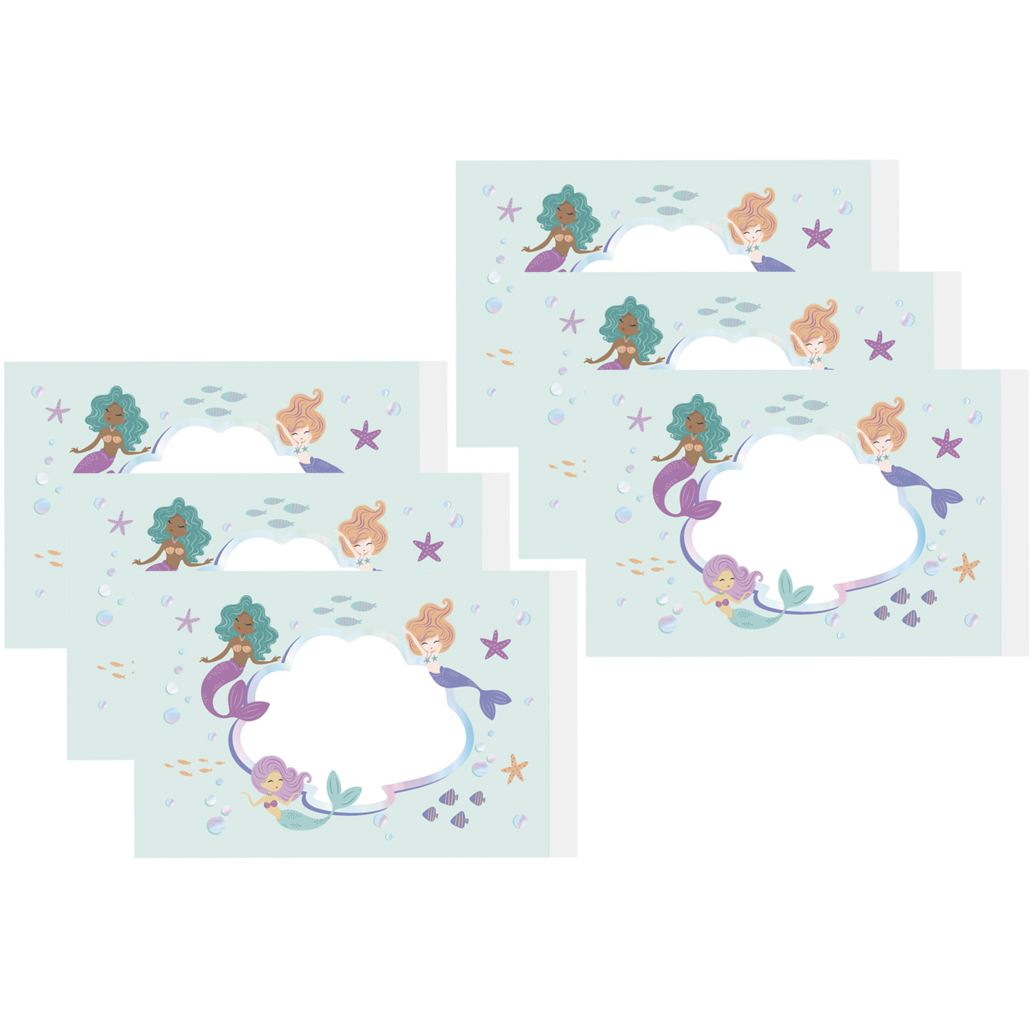Zeemeermin bellenblaas stickers 6 stuks