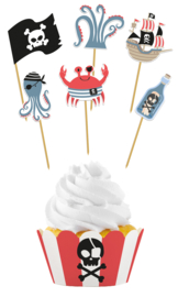 Decoratieset voor 6 piraten cupcake traktaties