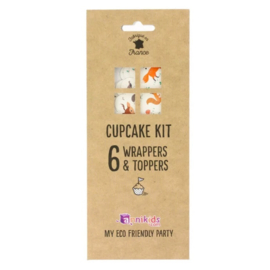 Bosdieren cupcake set - 6 stuks