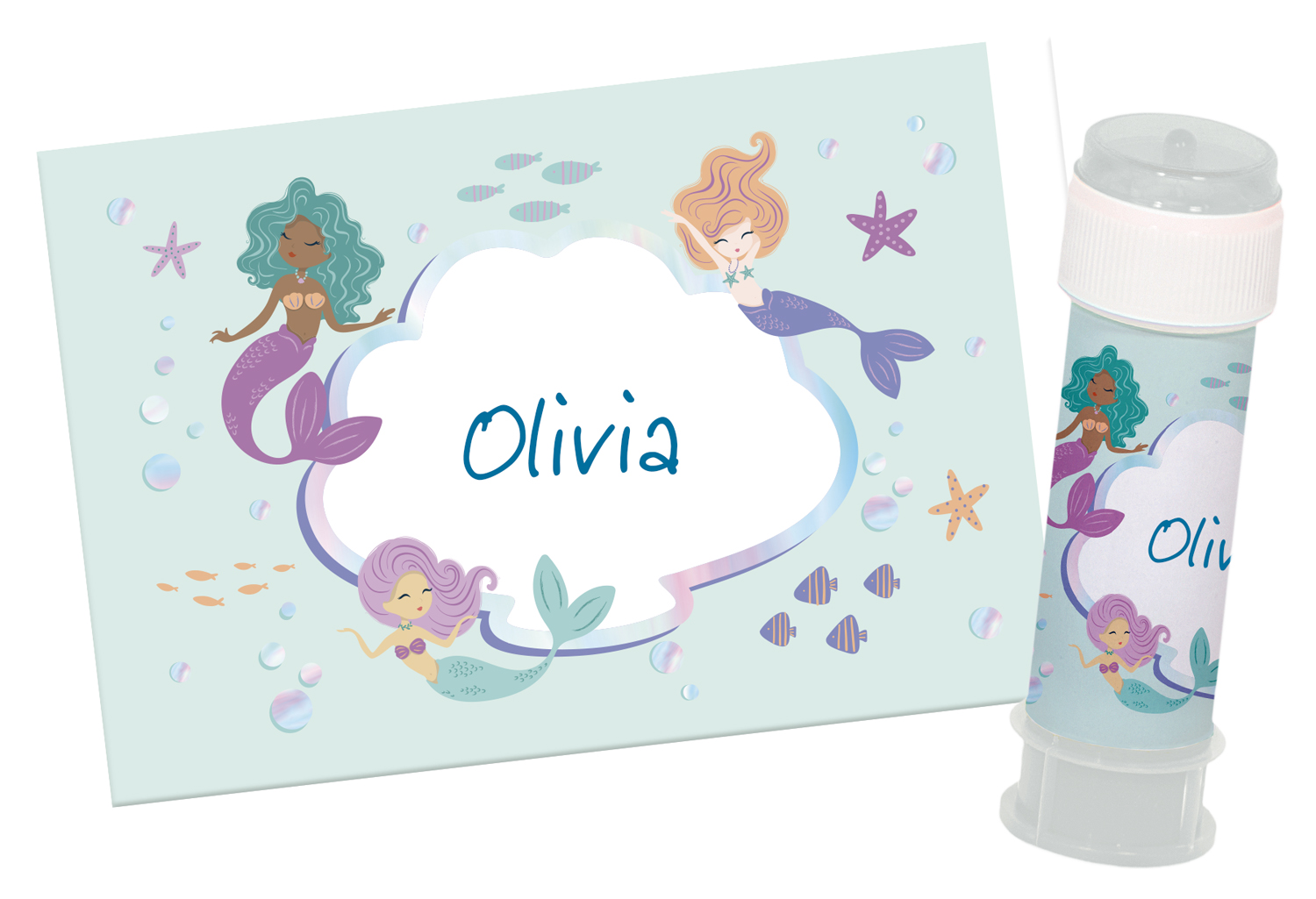 Zeemeermin bellenblaas stickers 6 stuks