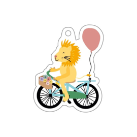 Traktatielabel Leeuwtje op fiets