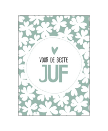 Wenskaart "voor de beste juf" - mintgroen