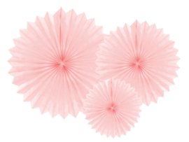 Papieren waaiers roze, 3 stuks