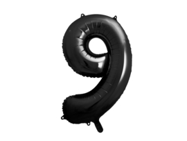 Cijfer ballon 9 zwart - 86cm