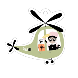 Traktatielabel voor sinterklaas - Helicopter Piet