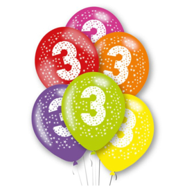 Ballonnen 3 jaar - set van 6