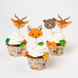 Bosdieren cupcake set - 6 stuks