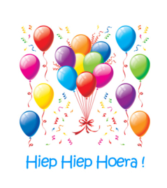 Traktatielabel Hiep Hiep Hoera ballon