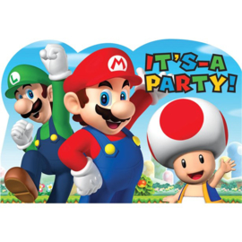 Uitnodigingskaartjes Super Mario - 8 stuks