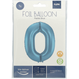 Cijfer ballon 0 blauw - 86cm