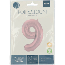 Cijfer ballon 9 roze - 86cm