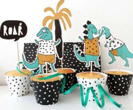 Cupcake wikkels  zwart-wit gestippeld - 6 stuks