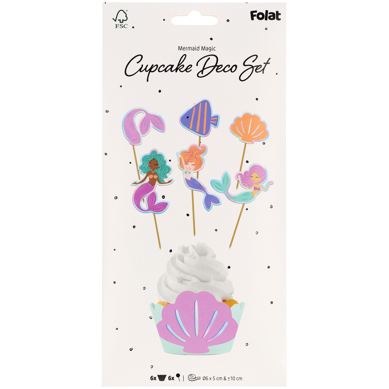 Decoratieset voor 6 zeemeermin cupcake traktaties