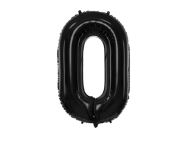 Cijfer ballon 0 zwart - 86cm