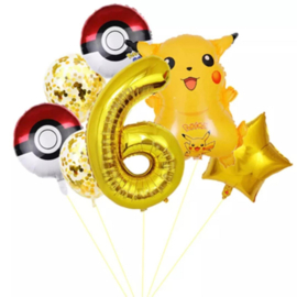 Pokemon ballonnen set met cijfer 6 - 8 delig