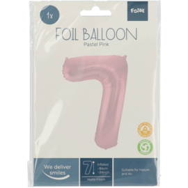 Cijfer ballon 7 roze - 86cm