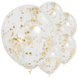 Confetti ballonnen goud - 6 stuks