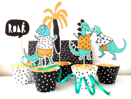 Cupcake wikkels  zwart-wit gestippeld - 6 stuks