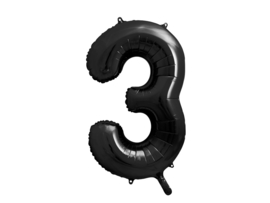 Cijfer ballon 3 zwart - 86cm