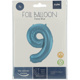 Cijfer ballon 9 blauw - 86cm