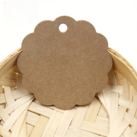 Kraft label rond met schelprand