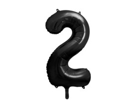 Cijfer ballon 2 zwart - 86cm