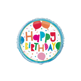 Happy Birthday folieballon rond