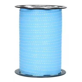 Krullint met stiksel licht blauw- 5 meter