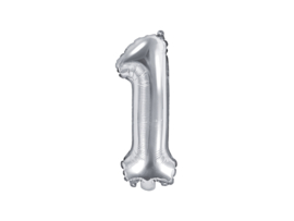 Cijfer ballon  mini zilver - 1