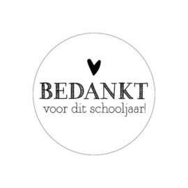 Sticker rond Bedankt voor het schooljaar - wit