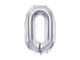 Cijfer ballon 0 zilver - groot formaat