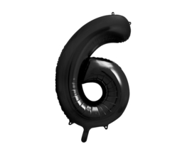 Cijfer ballon 6 zwart - 86cm