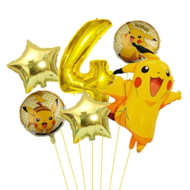 Pokemon ballonnen set met cijfer 4