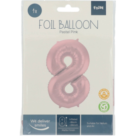 Cijfer ballon 8 roze - 86cm