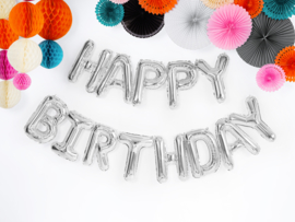 Tekst ballonnen Happy Birthday zilver