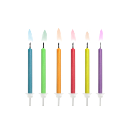 Verjaardagskaarsjes met gekleurde vlam - 6 stuks