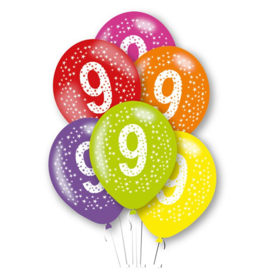 Ballonnen 9 jaar - set van 6