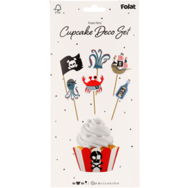 Decoratieset voor 6 piraten cupcake traktaties