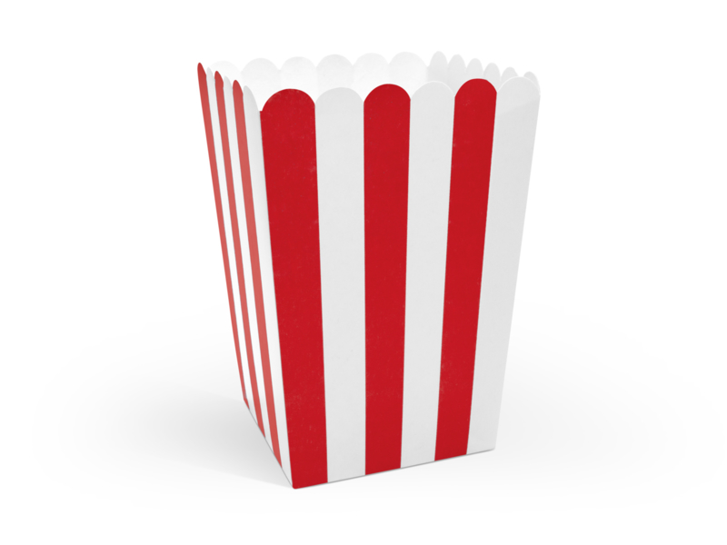 Popcorn doosjes rood-wit gestreept - 6 stuks