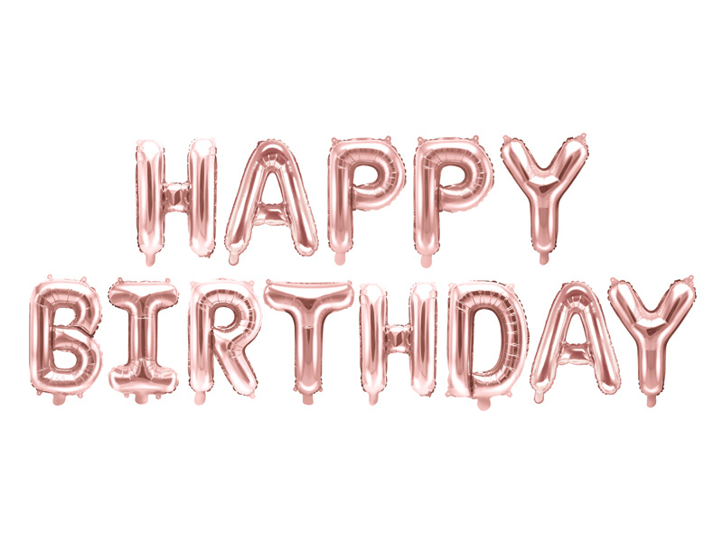 Tekst ballonnen Happy Birthday rosé kleurig