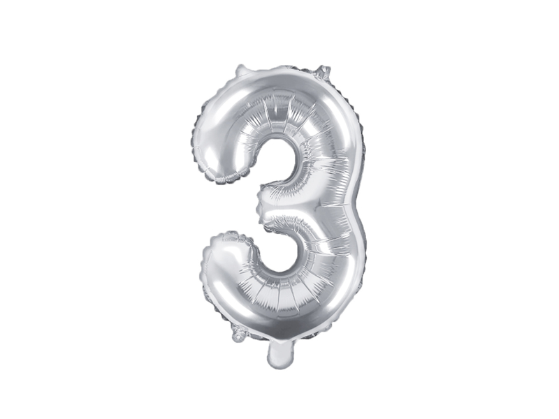Cijfer ballon zilver mini - 3