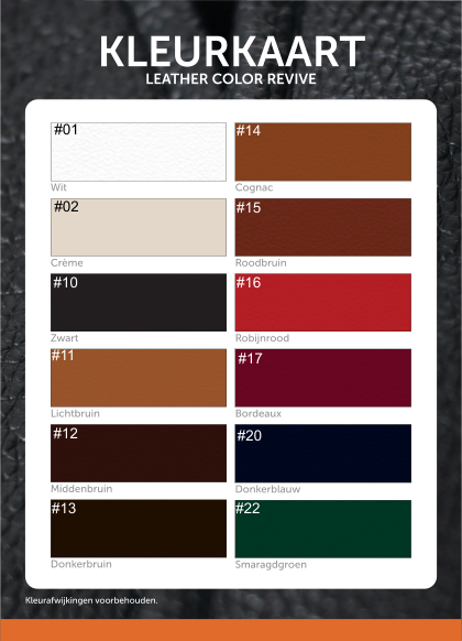 Kleurkaart Leather Color Revive