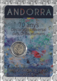 Andorra 2 euromunt CC 2018 (9e) "70e verjaardag vd Universele Verklaring vd Rechten van de Mens", in coincard