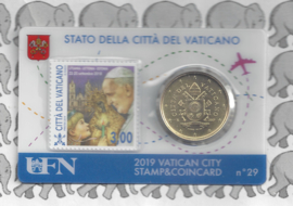 Vaticaan 4 x 50 eurocent 2019 in coincard met postzegel, nummer 26, 27, 28 en 29