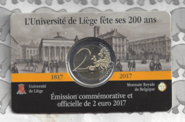 België 2 euromunt CC 2017 "Universiteit van Luik" in coincard Nederlandse versie